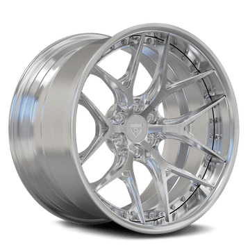Brushed aluminum Dodge Viper 6 lug wheels with deep dish concave custom rims.